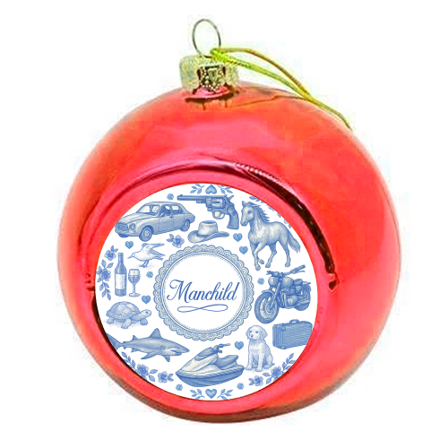 Manchild Blue - colourful christmas bauble by Lilly Rose