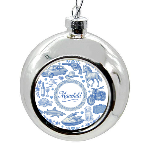 Manchild Blue - colourful christmas bauble by Lilly Rose