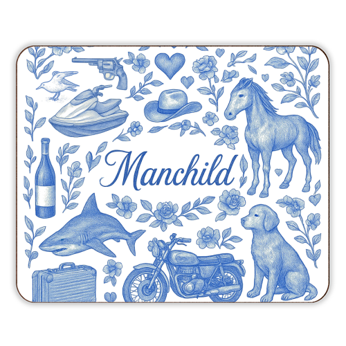 Manchild Blue - designer placemat by Lilly Rose