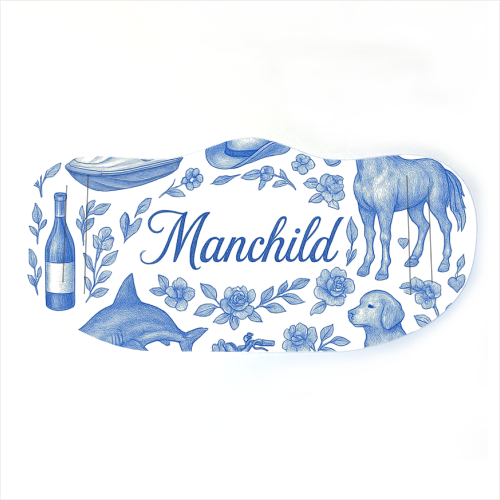 Manchild Blue - face cover mask by Lilly Rose