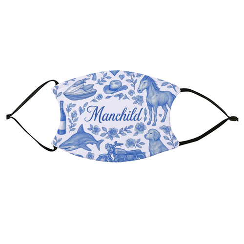Manchild Blue - face cover mask by Lilly Rose