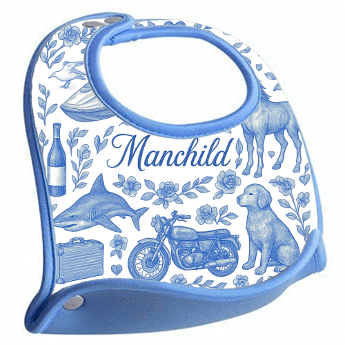 Manchild Blue - feeding bib by Lilly Rose