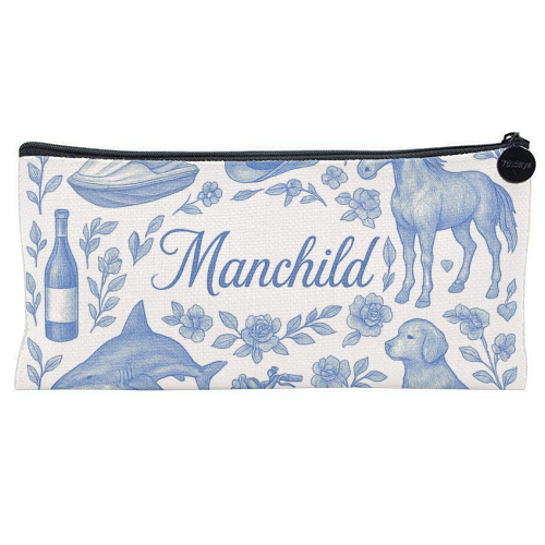 Manchild Blue - flat pencil case by Lilly Rose
