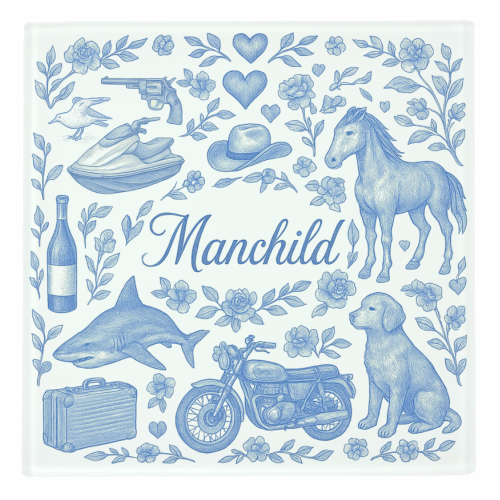 Manchild Blue - personalised beer coaster by Lilly Rose