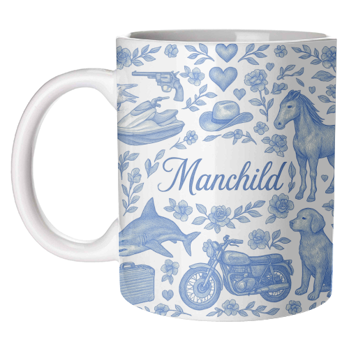 Manchild Blue - unique mug by Lilly Rose