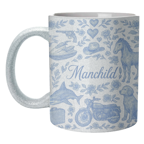 Manchild Blue - unique mug by Lilly Rose
