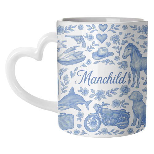 Manchild Blue - unique mug by Lilly Rose