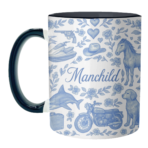 Manchild Blue - unique mug by Lilly Rose
