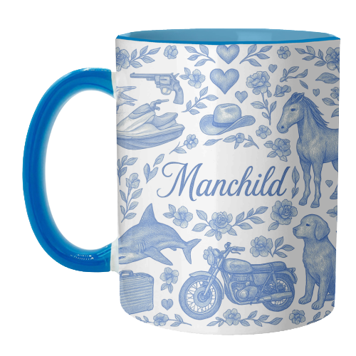 Manchild Blue - unique mug by Lilly Rose