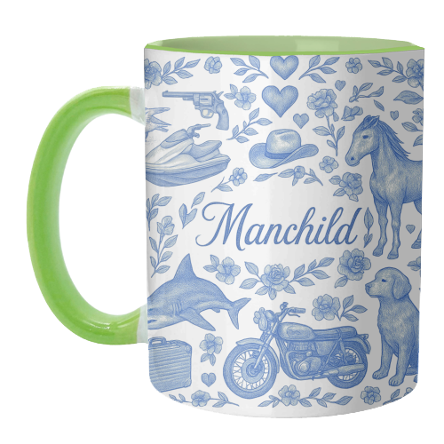 Manchild Blue - unique mug by Lilly Rose