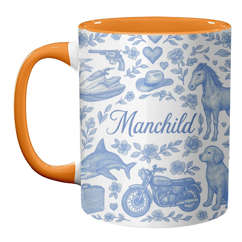 Manchild Blue - unique mug by Lilly Rose