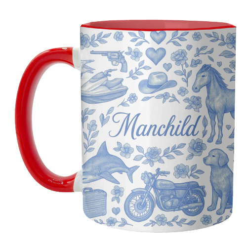 Manchild Blue - unique mug by Lilly Rose