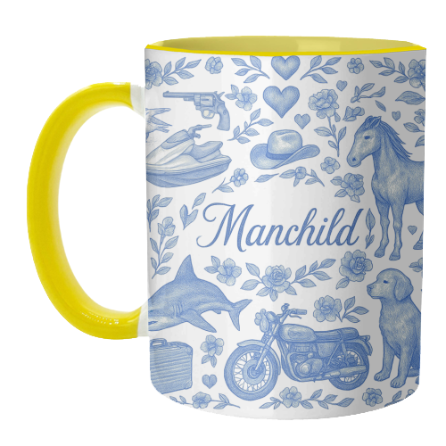Manchild Blue - unique mug by Lilly Rose