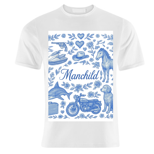 Manchild Blue - unique t shirt by Lilly Rose