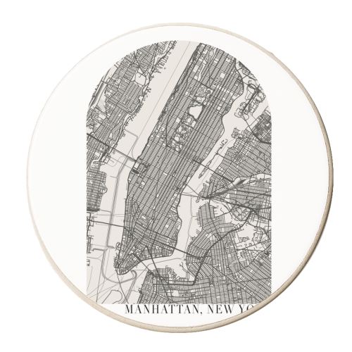 Manhattan New York Boho Arch Street Map - personalised beer coaster by Toni Scott