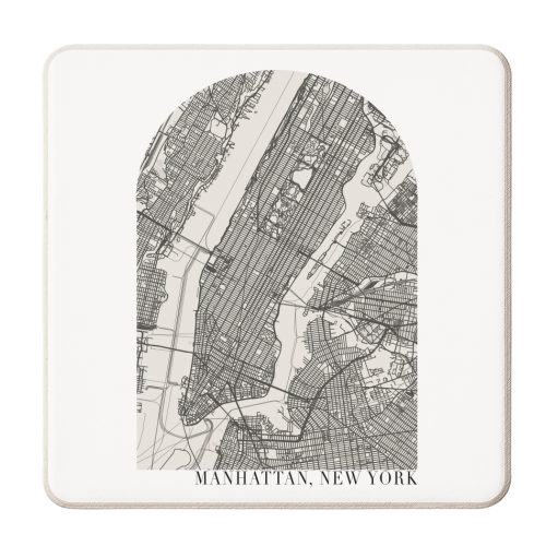 Manhattan New York Boho Arch Street Map - personalised beer coaster by Toni Scott