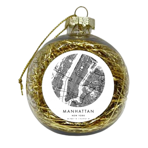 Manhattan New York Minimal Modern Circle Street Map - xmas bauble by Toni Scott