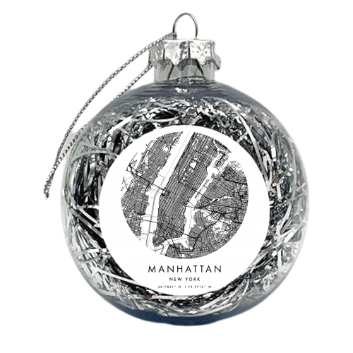 Manhattan New York Minimal Modern Circle Street Map - xmas bauble by Toni Scott