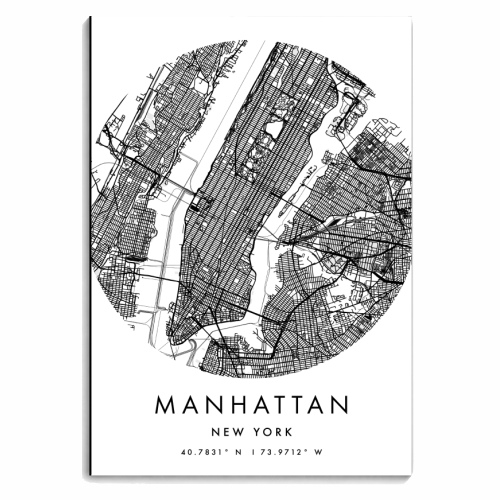 Manhattan New York Minimal Modern Circle Street Map - personalised A4, A5, A6 notebook by Toni Scott