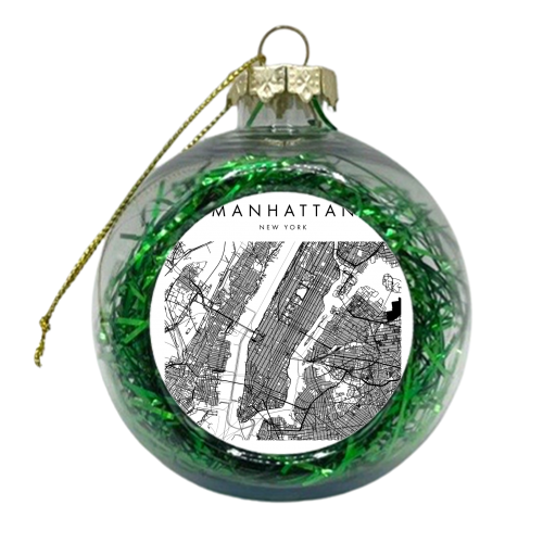 Manhattan New York Minimal Modern Street Map - xmas bauble by Toni Scott