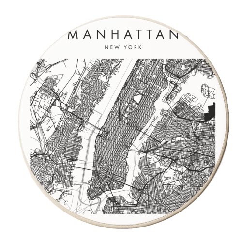 Manhattan New York Minimal Modern Street Map - personalised beer coaster by Toni Scott