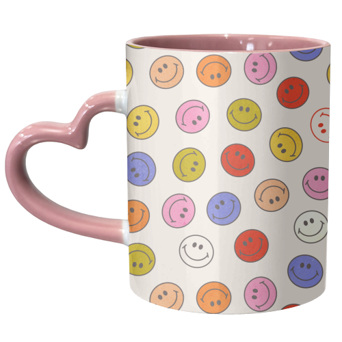 Many Happy Smileys - unique mug by Ania Wieclaw