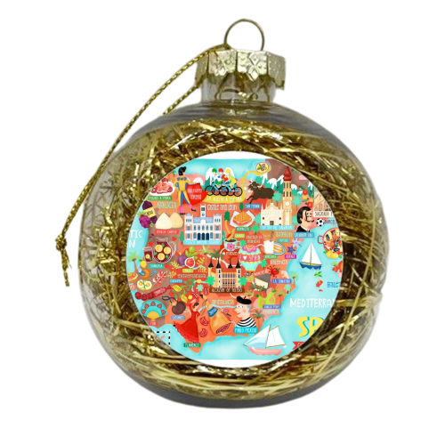 Map of Spain Illustration - xmas bauble by Liv Wan