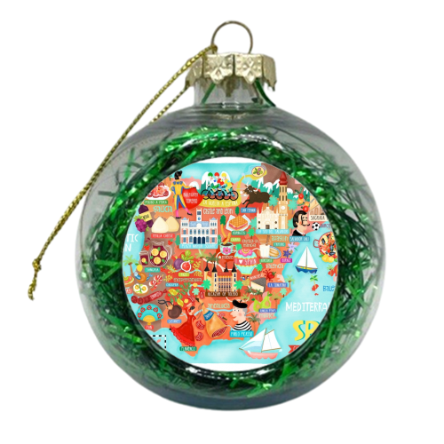 Map of Spain Illustration - xmas bauble by Liv Wan