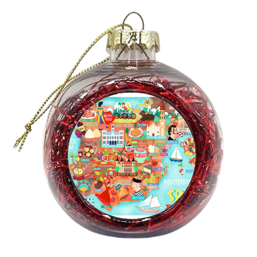 Map of Spain Illustration - xmas bauble by Liv Wan