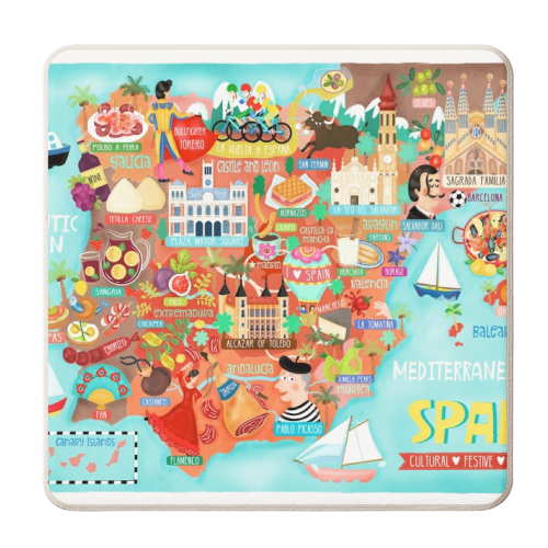 Map of Spain Illustration - personalised beer coaster by Liv Wan