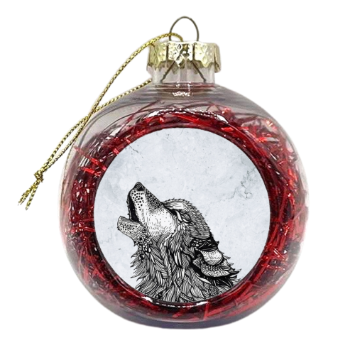 Marble Wolf - xmas bauble by Redmegreen