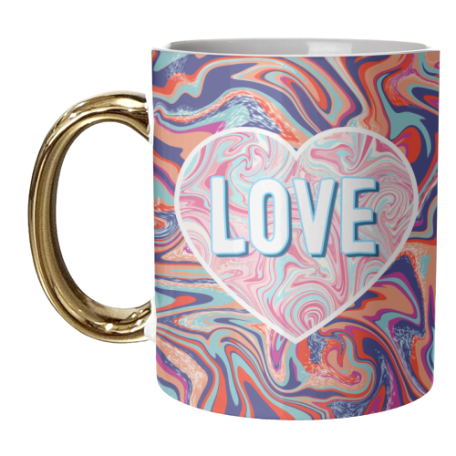 Marbled Love Heart - unique mug by Adam Regester