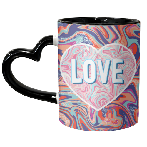Marbled Love Heart - unique mug by Adam Regester