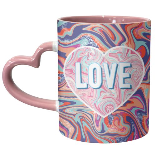 Marbled Love Heart - unique mug by Adam Regester