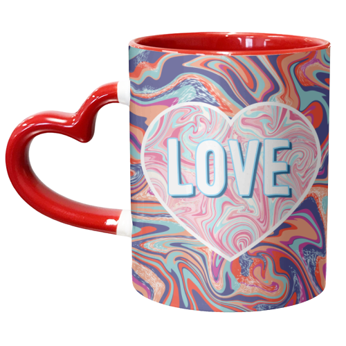Marbled Love Heart - unique mug by Adam Regester