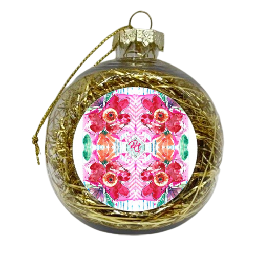 Marbling Florals - xmas bauble by Yaz Raja