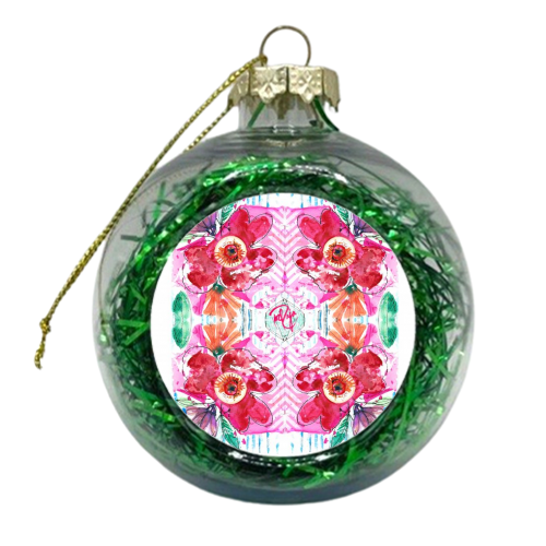 Marbling Florals - xmas bauble by Yaz Raja