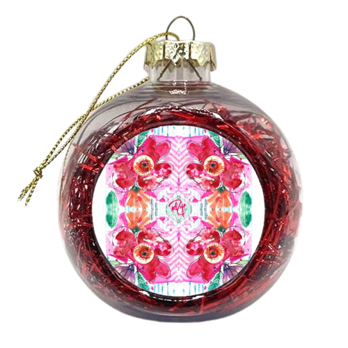 Marbling Florals - xmas bauble by Yaz Raja