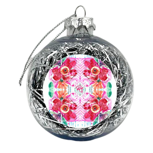 Marbling Florals - xmas bauble by Yaz Raja