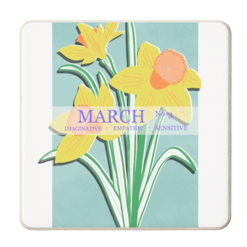 March Flowers - Daffodils - personalised beer coaster by Yaz Raja
