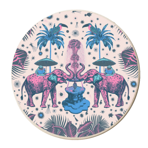 March Of The Elephants - Blue & Purple - personalised beer coaster by Wallace Elizabeth