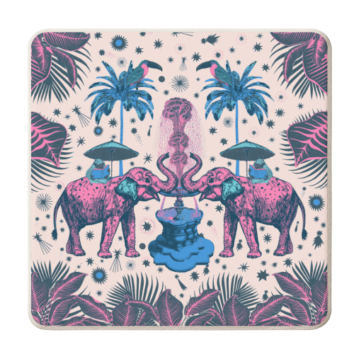 March Of The Elephants - Blue & Purple - personalised beer coaster by Wallace Elizabeth