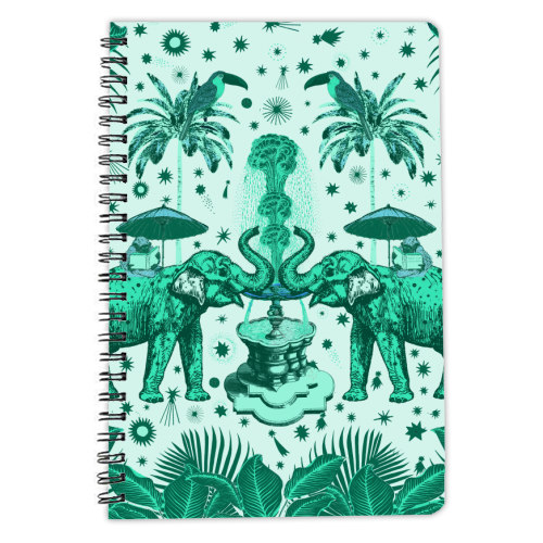 March Of The Elephants - Green - personalised A4, A5, A6 notebook by Wallace Elizabeth