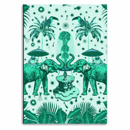March Of The Elephants - Green - personalised A4, A5, A6 notebook by Wallace Elizabeth