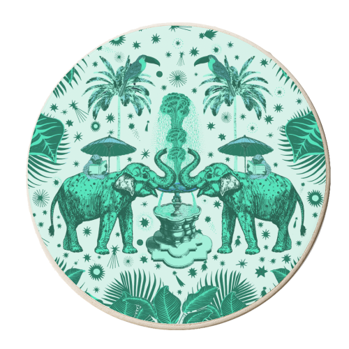 March Of The Elephants - Green - personalised beer coaster by Wallace Elizabeth