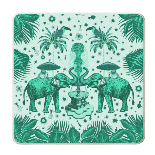 March Of The Elephants - Green - personalised beer coaster by Wallace Elizabeth