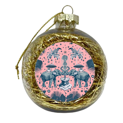 March Of The Elephants, Light Pink - xmas bauble by Wallace Elizabeth