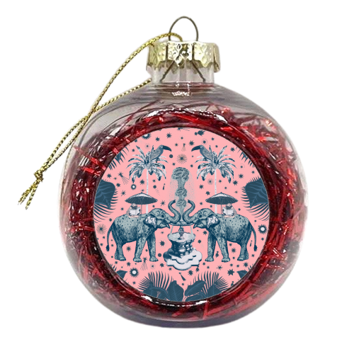 March Of The Elephants, Light Pink - xmas bauble by Wallace Elizabeth