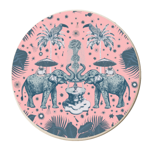 March Of The Elephants, Light Pink - personalised beer coaster by Wallace Elizabeth