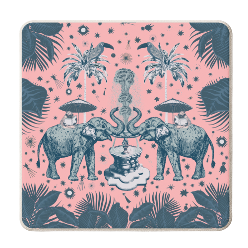 March Of The Elephants, Light Pink - personalised beer coaster by Wallace Elizabeth